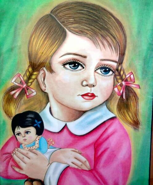 عکس نقاشی دختر رنگی