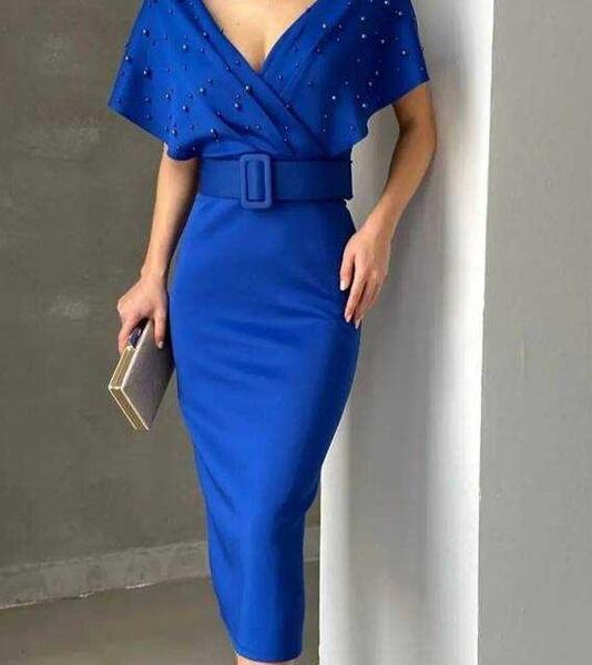 عکس لباس مجلسی آبی کاربنی