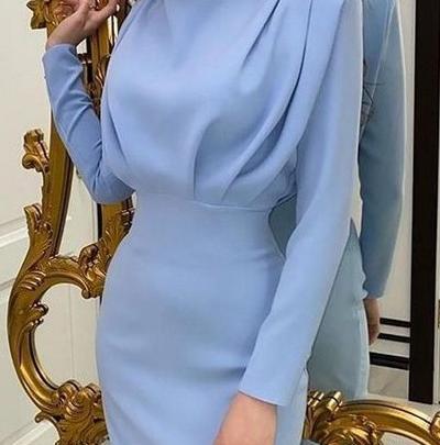 عکس لباس مجلسی آبی کاربنی