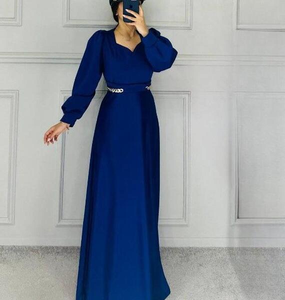 عکس لباس مجلسی آبی کاربنی