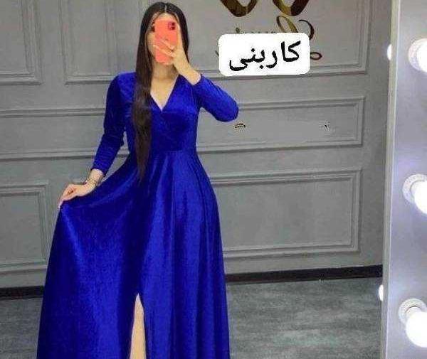 عکس لباس مجلسی آبی کاربنی
