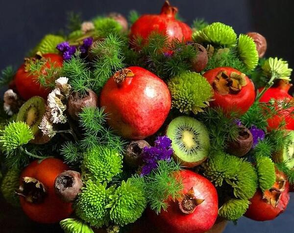 عکس ایده تزیین سبد میوه شب یلدا