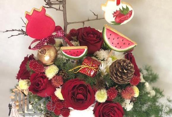 عکس ایده تزیین سبد میوه شب یلدا