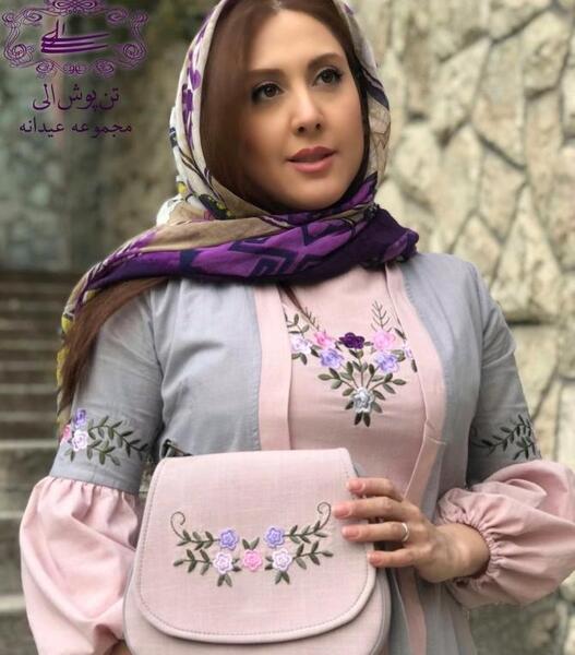 عکس مانتو طوسی صورتی
