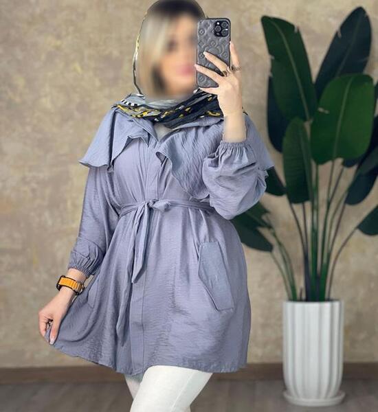 عکس مانتو طوسی صورتی
