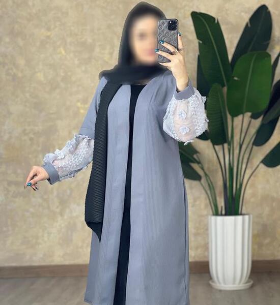 عکس مانتو طوسی صورتی