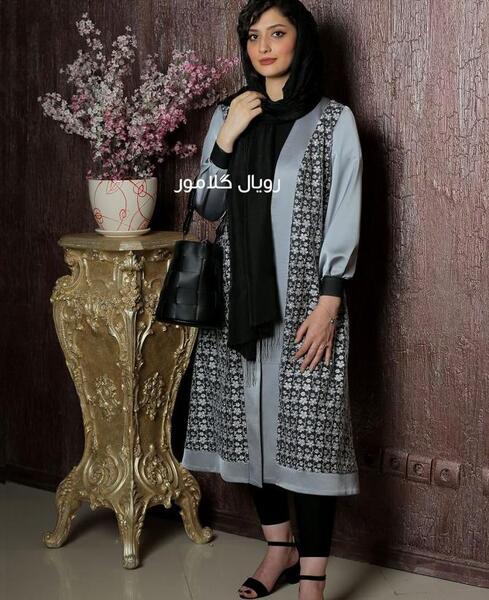 عکس مانتو طوسی صورتی