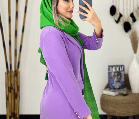 عکس مانتو طوسی صورتی