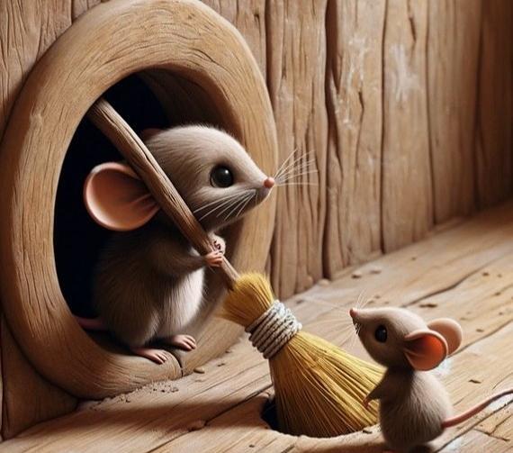 عکس ضرب المثل موش تو سوراخ نمیرفت جارو به دمش میبست