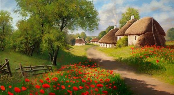 عکس کلبه چوبی در پاییز