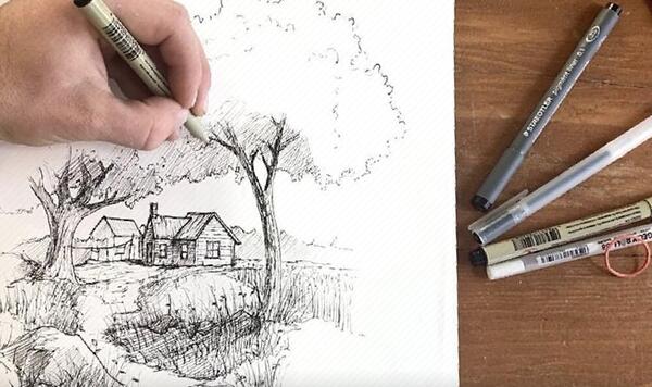 عکس نقاشی ساده با خودکار