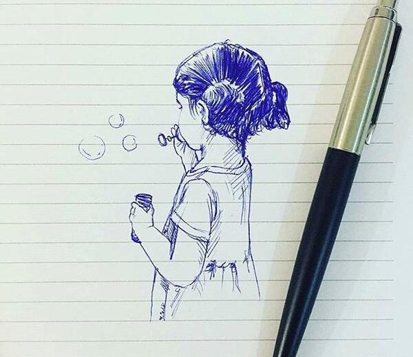 عکس نقاشی ساده با خودکار