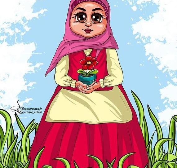 عکس نقاشی دختر با لباس مدرسه