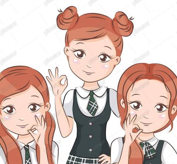 عکس نقاشی دختر با لباس مدرسه