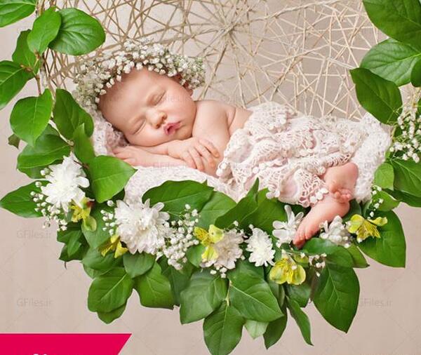 ایده عکس نوزاد با گل محمدی