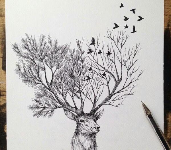عکس نقاشی طبیعی دختر