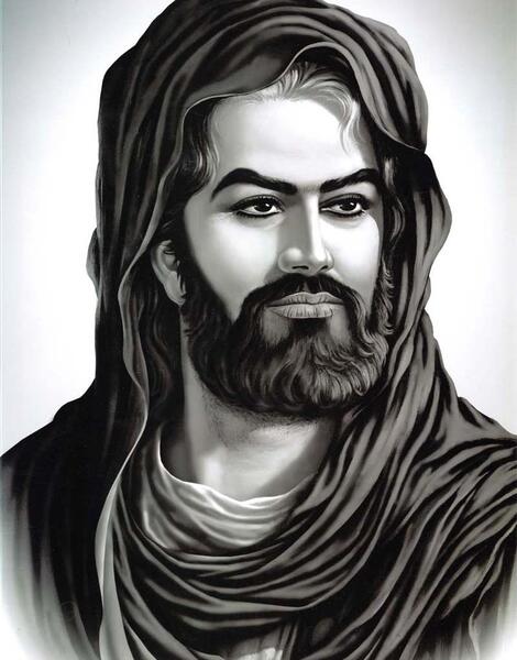 عکس امام حسین سیاه و سفید