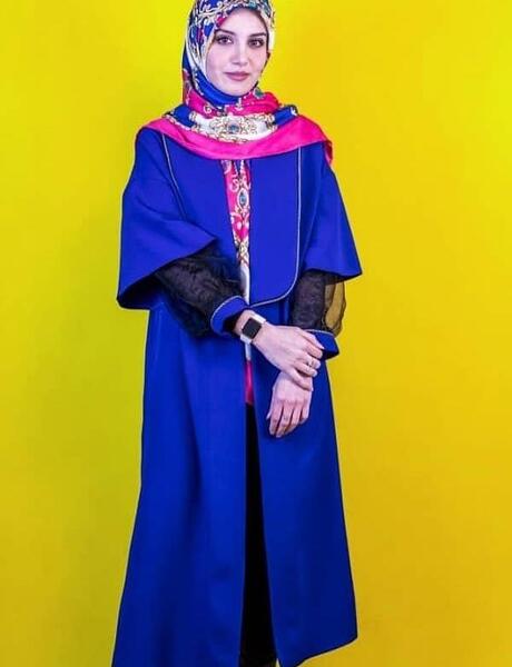 عکس مدل مانتو اسپرت رنگ آبی کاربنی