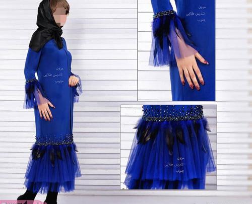 عکس مدل مانتو اسپرت رنگ آبی کاربنی