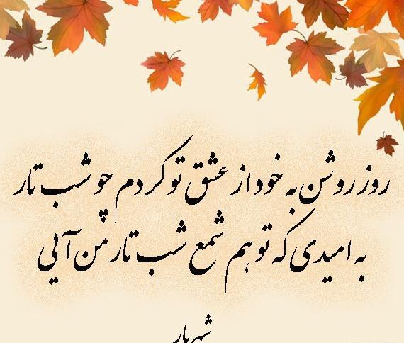 عکس نوشته شعر شهریار آمدی جانم به قربانت
