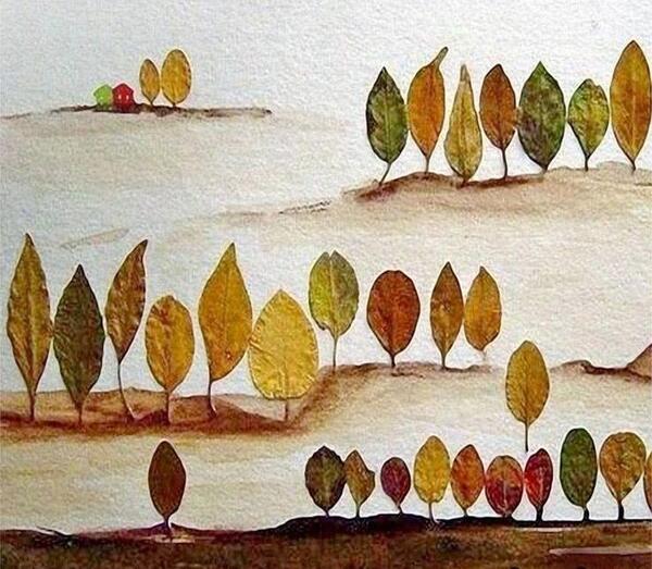 عکس ایده برای نقاشی با برگ