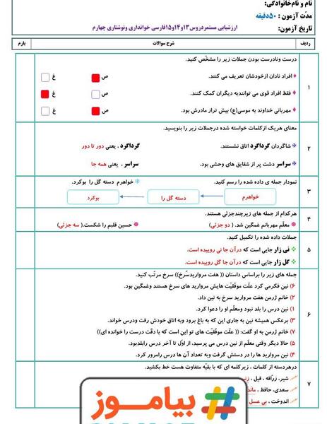 عکس کتاب نگارش چهارم دبستان