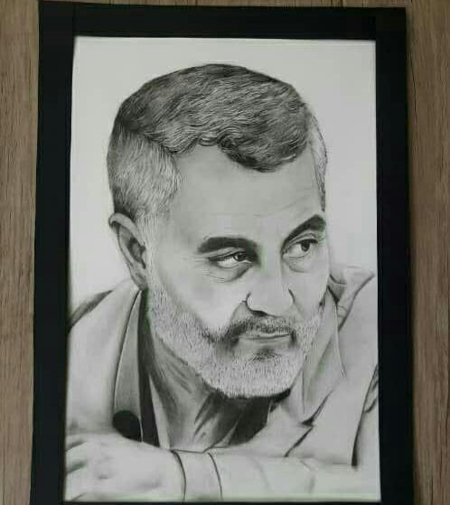 عکس حاج قاسم سلیمانی نقاشی چهره