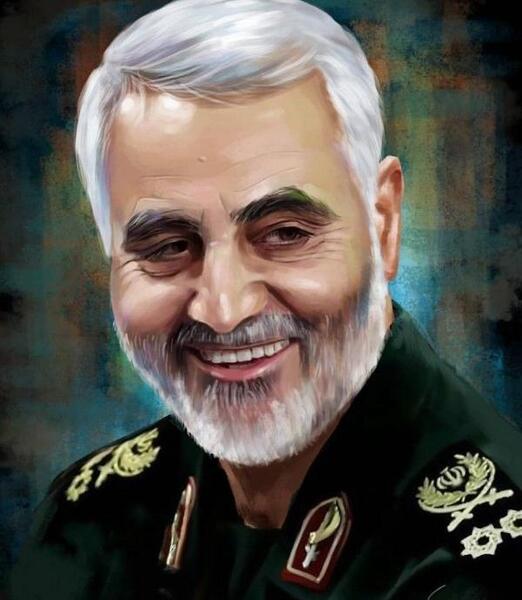 عکس حاج قاسم سلیمانی نقاشی چهره