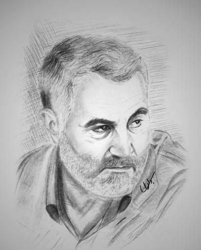 عکس حاج قاسم سلیمانی نقاشی چهره