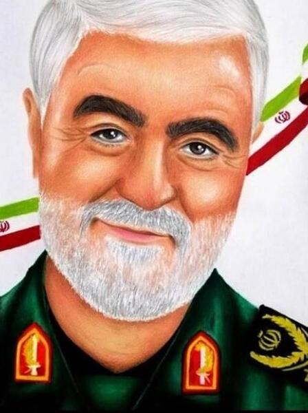 عکس شهید حاج قاسم سلیمانی نقاشی