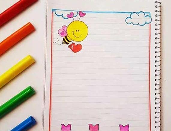 عکس نقاشی گل در دفتر مشق