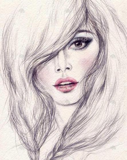 عکس نقاشی صورت دختر ساده