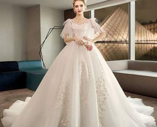 عکس لباس عروس دکلته پف دار