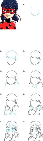 عکس نقاشی دختر مرحله به مرحله