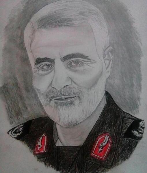 عکس نقاشی ساده و زیبا حاج قاسم سلیمانی