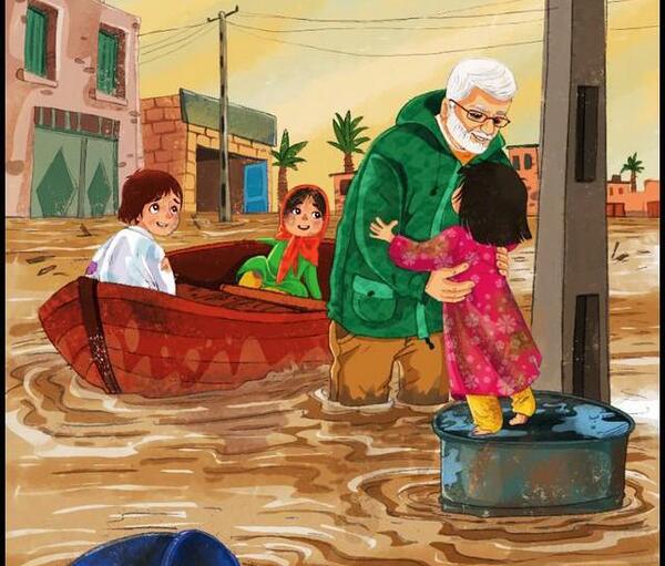 عکس نقاشی ساده و زیبا حاج قاسم سلیمانی