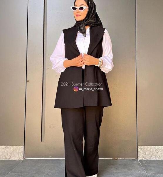 عکس مانتو بلند با شلوار گشاد