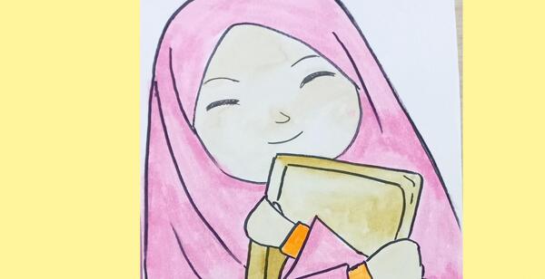 عکس نقاشی دختر محجبه