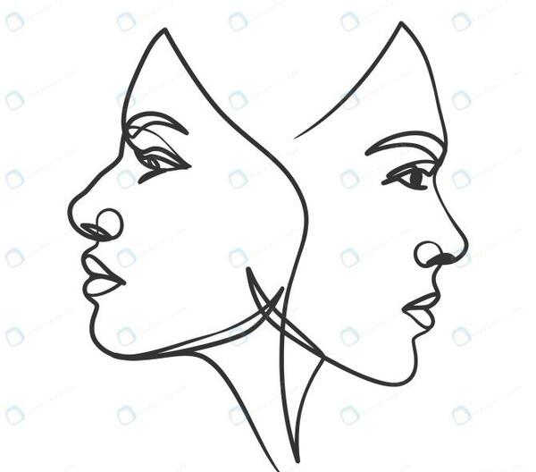 عکس نقاشی دختر از نیم رخ