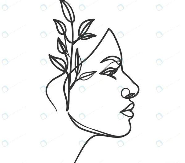 عکس نقاشی دختر از نیم رخ