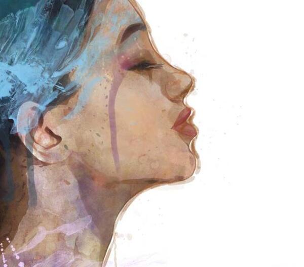 عکس نقاشی دختر از نیم رخ
