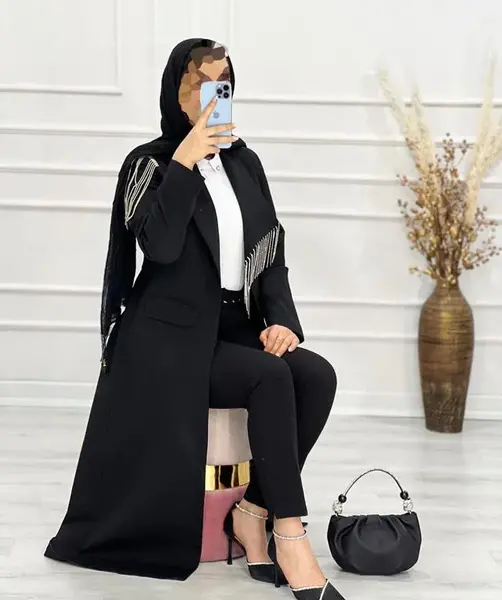 عکس مدل مانتو بلند مشکی جدید