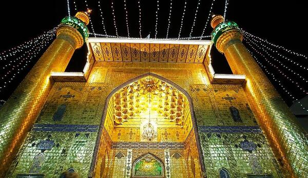 عکس حرم امام علی در شب