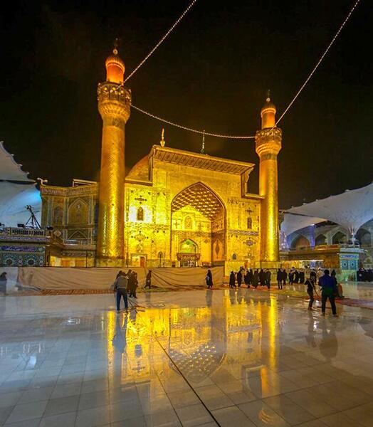 عکس حرم امام علی در شب