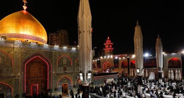 عکس حرم امام علی در شب