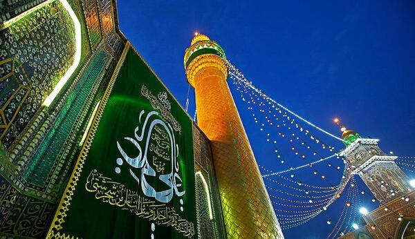 عکس حرم امام علی در شب