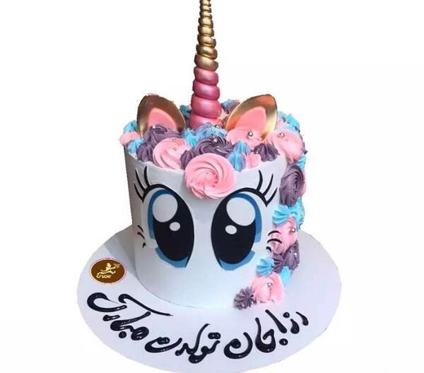 عکس کیک اسب تک شاخ ساده