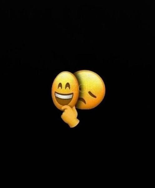 عکس سیاه با استیکر غمگین