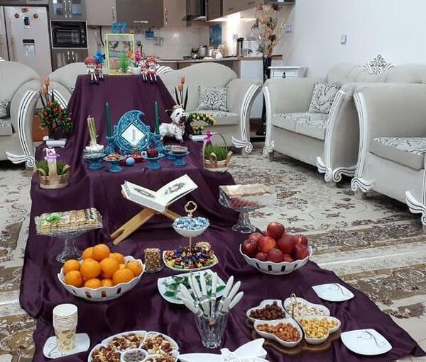 عکس ایده سفره هفت سین روی میز ناهار خوری