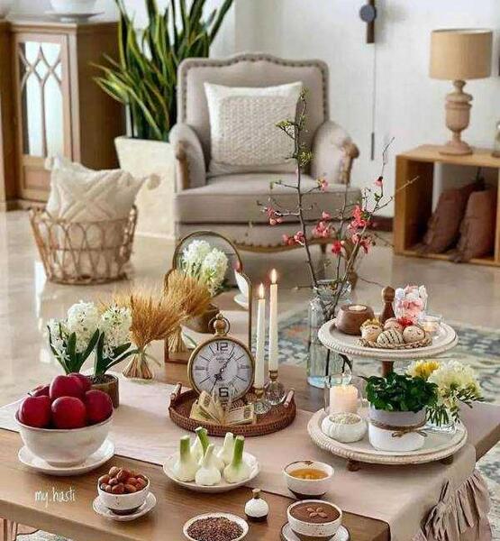 عکس ایده سفره هفت سین روی میز ناهار خوری
